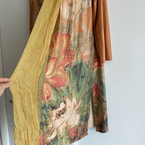 Soft Surroundings Orofino Faux Suede Open Front Watercolor Duster Jacket, Sz L - Picture 5 of 16